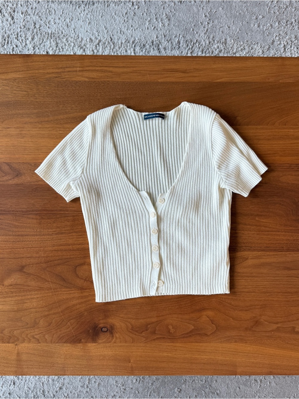 Brandy Melville Women's Knit Ribbed White Top Cardigan with Bottoms One Size